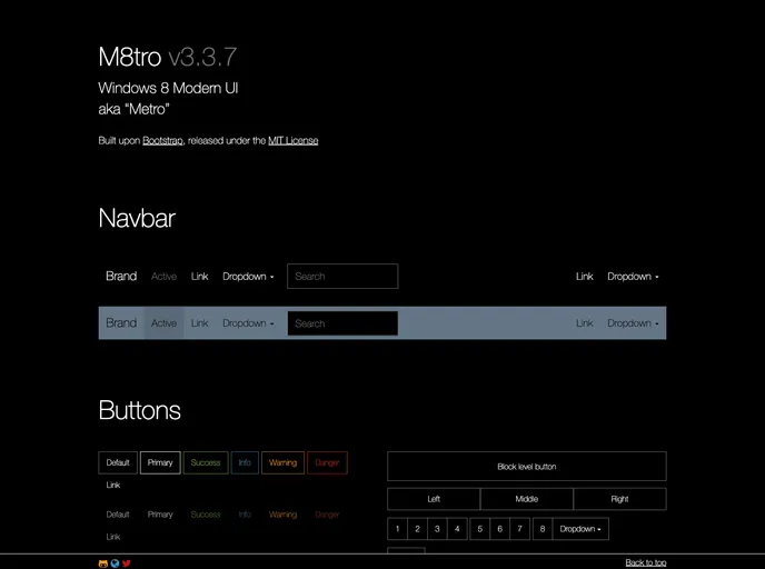 screenshot of M8tro Bootstrap