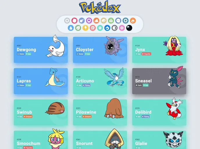 screenshot of Pokedex