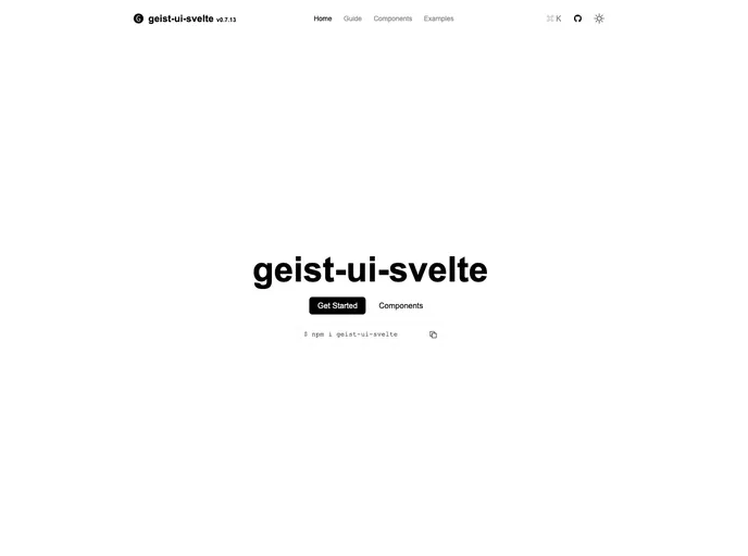 screenshot of Geist UI Svelte