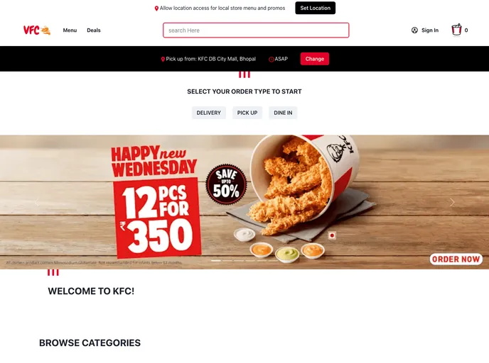 screenshot of KFC CLONE