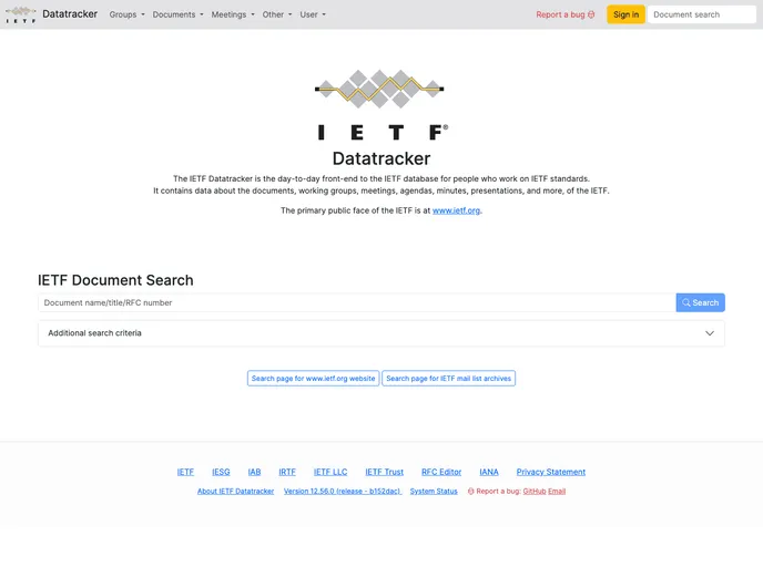 Datatracker screenshot