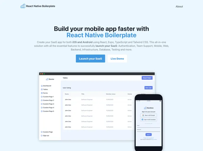 screenshot of React Native Boilerplate