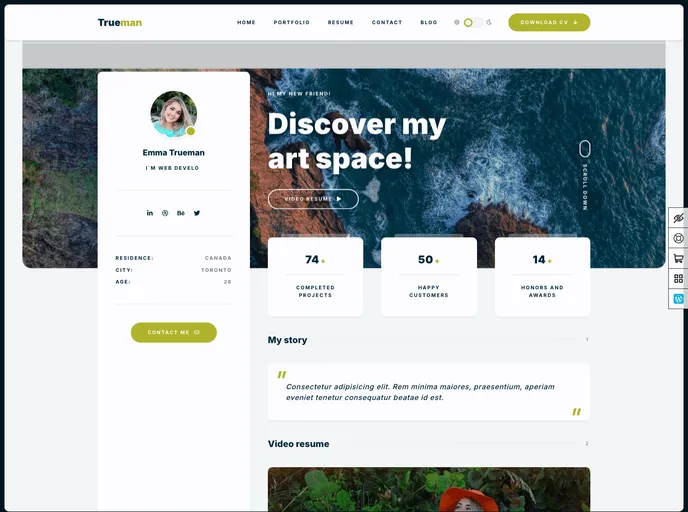screenshot of Trueman Portofolio Pribadi React NextJS