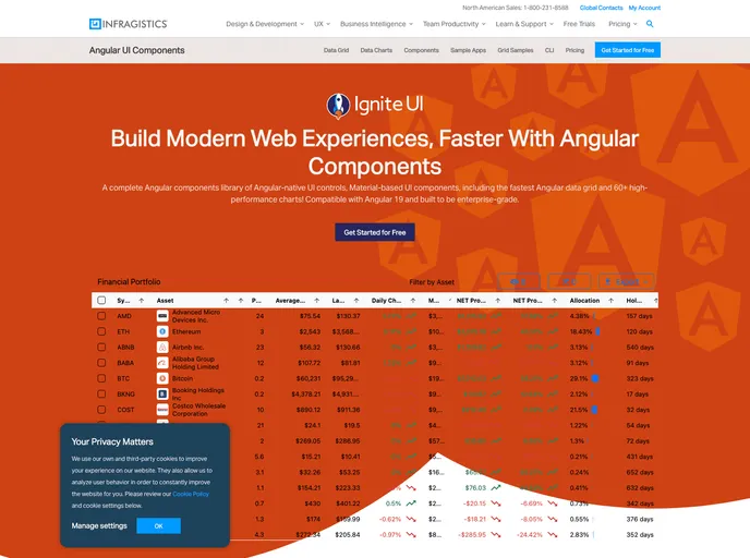 screenshot of Igniteui Angular Samples