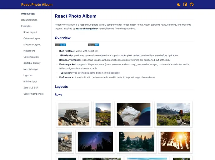 React Photo Album