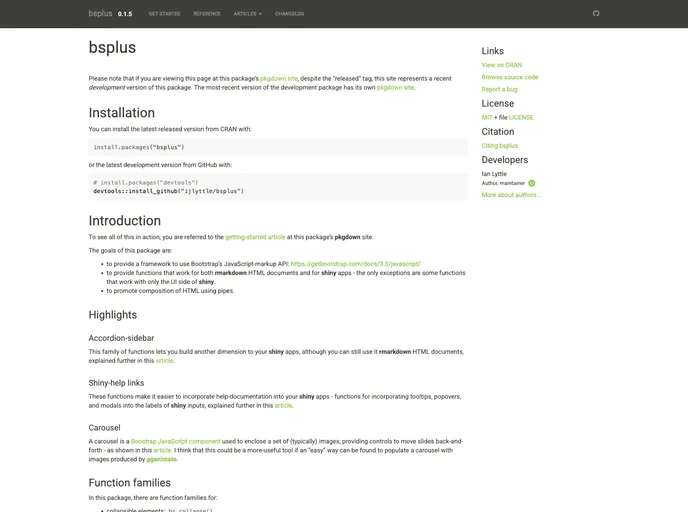 screenshot of Bsplus
