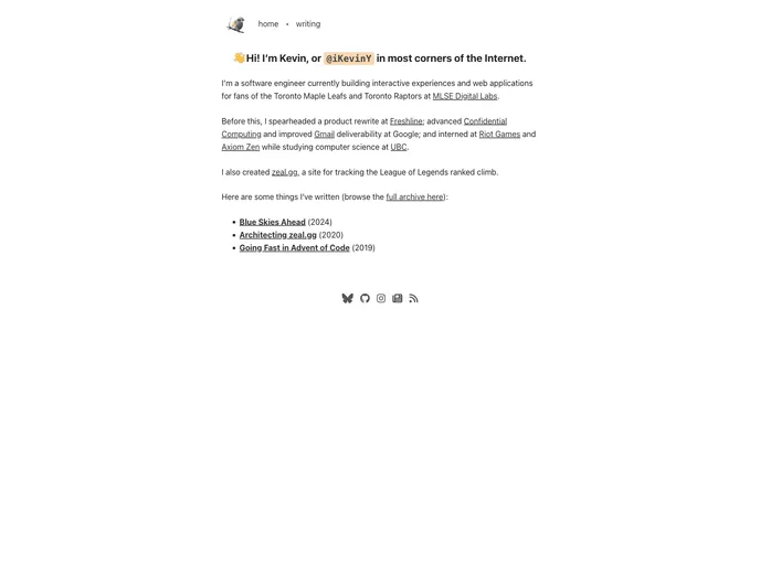 screenshot of IKevinY.github.io