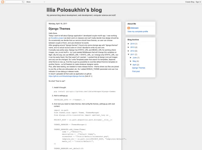 screenshot of Django Themes