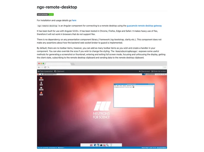 screenshot of Ngx Remote Desktop