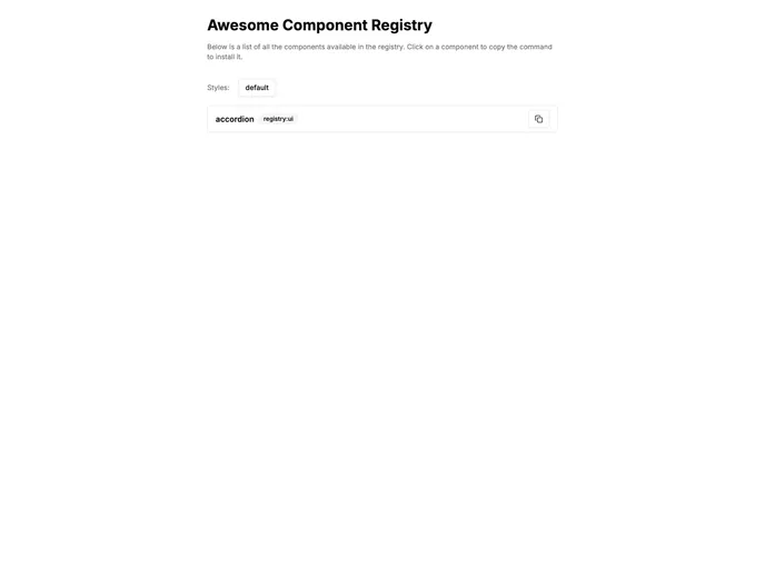 screenshot of Shadcn Registry Template
