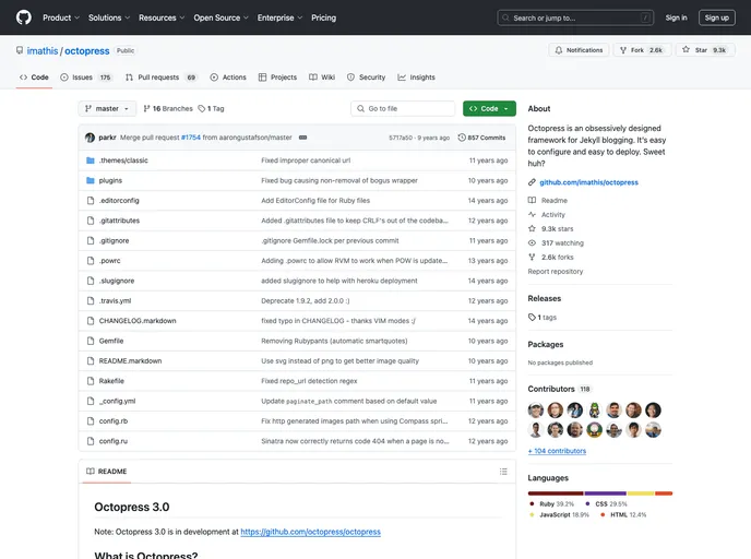 screenshot of Octopress