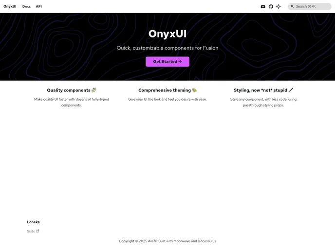 screenshot of Onyx UI