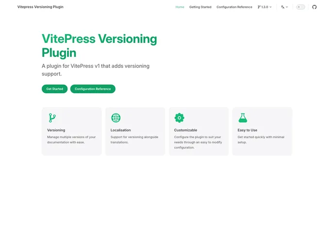 screenshot of Vitepress Versioning Plugin