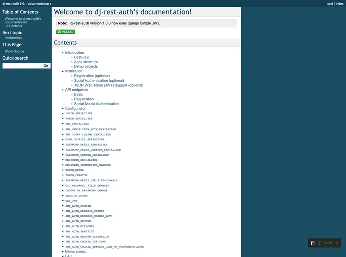 screenshot of Dj Rest Auth