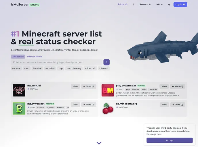 screenshot of Ismcserveronline