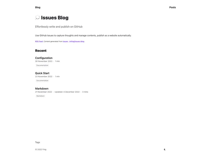 Issues Blog screenshot