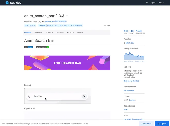 screenshot of Anim_search_bar
