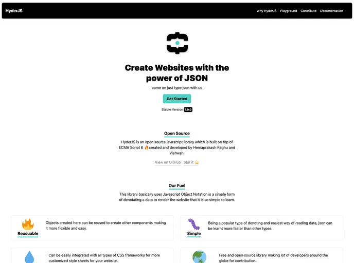 screenshot of Hyderjs