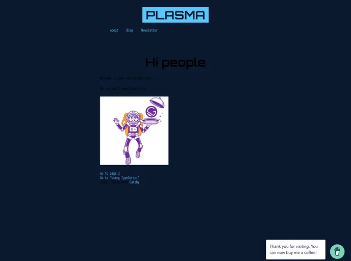 screenshot of Gatsby Starter Plasma