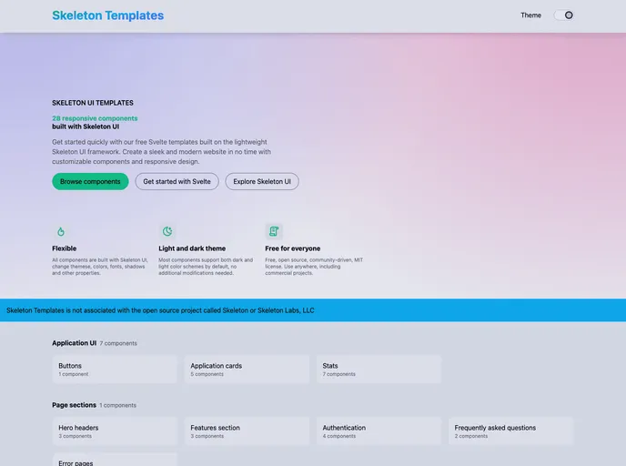 screenshot of Skeleton Templates