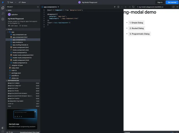 screenshot of Ng Modal