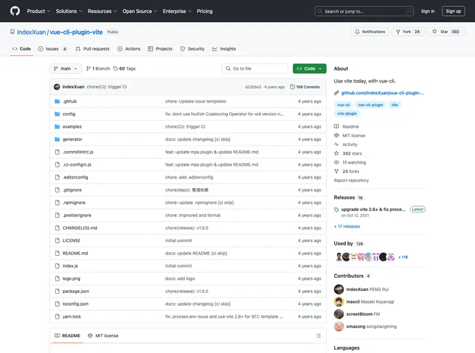 screenshot of Vue Cli Plugin Vite