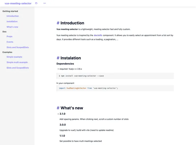 Vue Meeting Selector