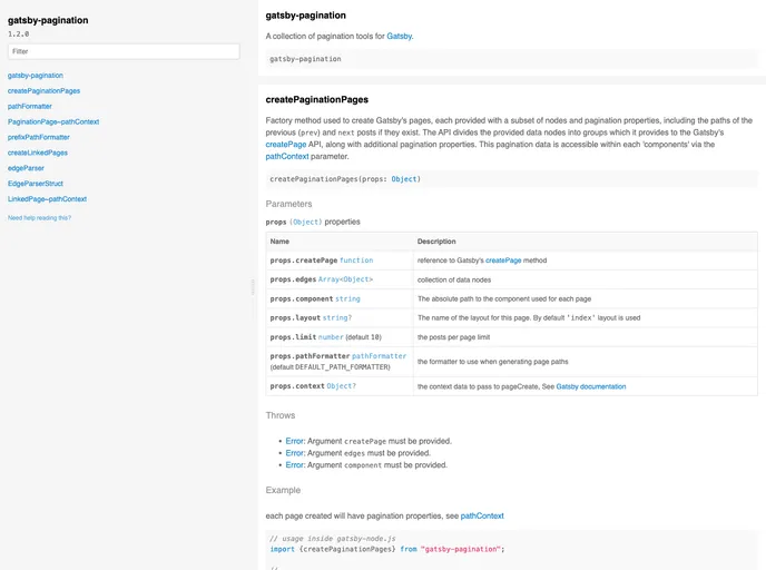 screenshot of Gatsby Pagination