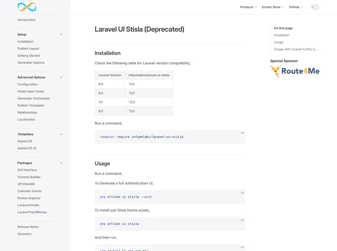 screenshot of Laravel UI Stisla