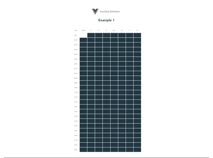 screenshot of Vue Daily Schedule