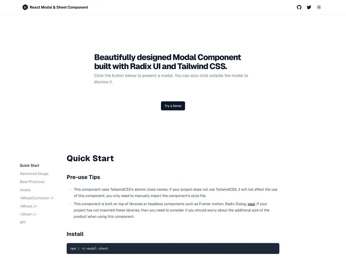 screenshot of Rc Modal