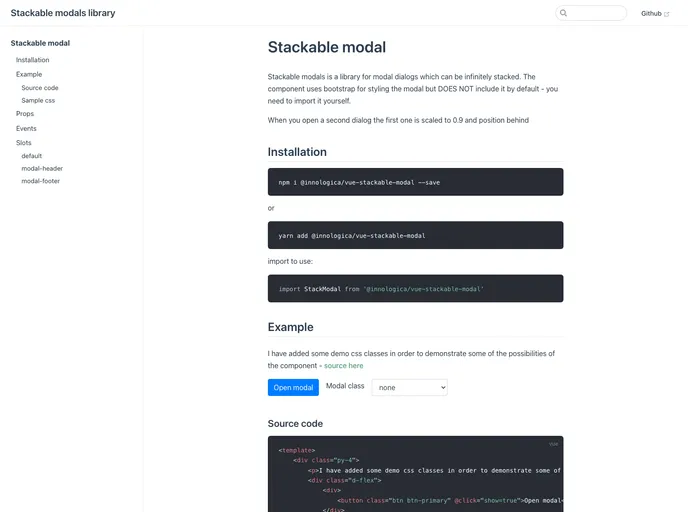 Vue Stackable Modal screenshot