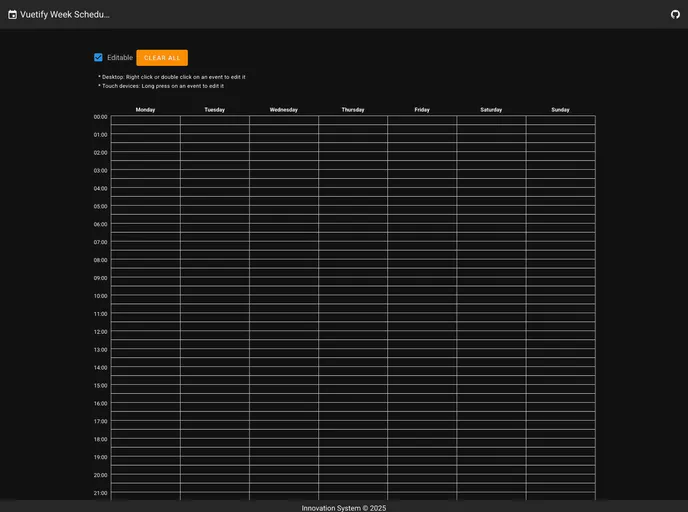screenshot of Vuetify Week Scheduler