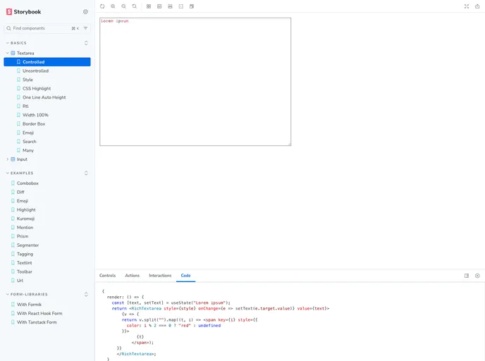 Rich Textarea screenshot