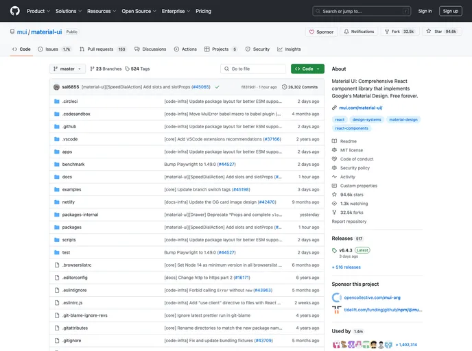 screenshot of Bs Material UI