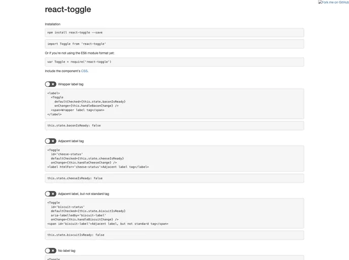 React Toggle screenshot