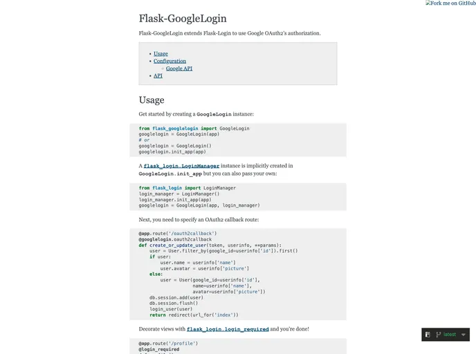 screenshot of Flask Googlelogin