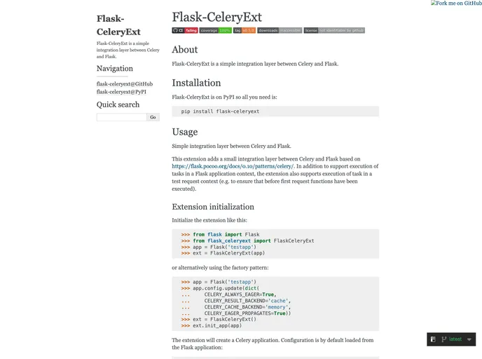 screenshot of Flask Celeryext