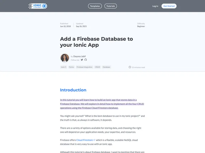 screenshot of Ionic Firebase Crud