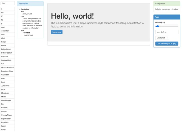 screenshot of Reactorstrap