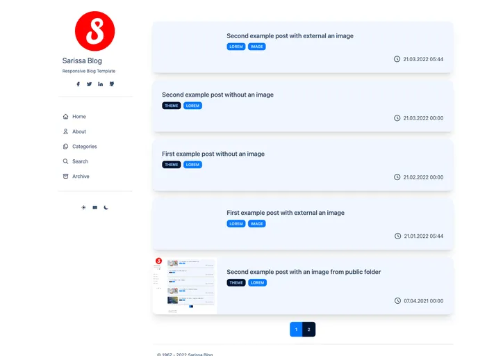 screenshot of SarissaBlogAstroStarter