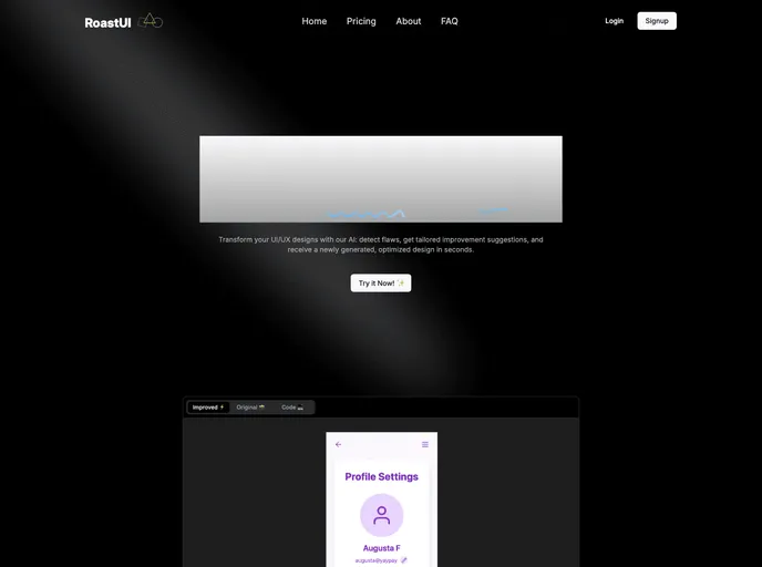 screenshot of Roastui