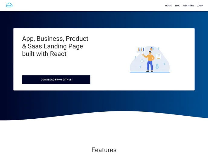 screenshot of React Saas Landing Page