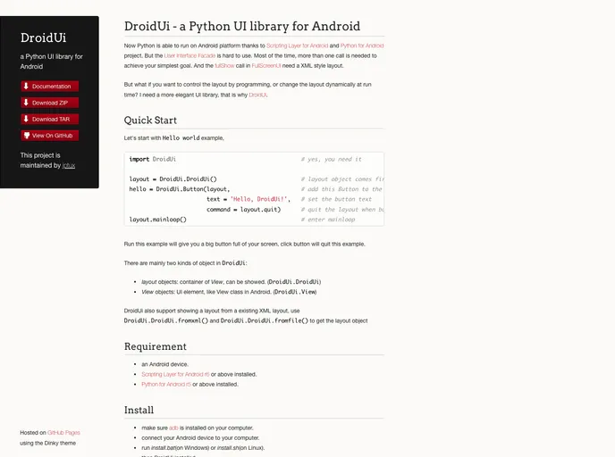 screenshot of DroidUi