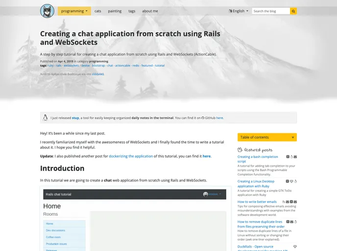 screenshot of Rails Chat Tutorial