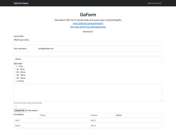 screenshot of Goform