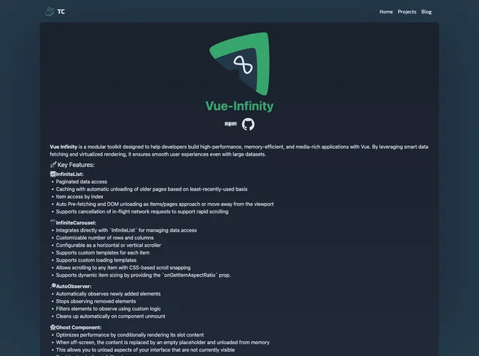 Vue Infinity