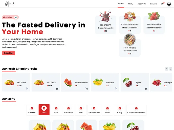screenshot of Restaurant E Commerce Website