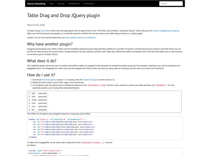 screenshot of TableDnD