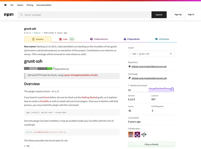 screenshot of Grunt Ssh